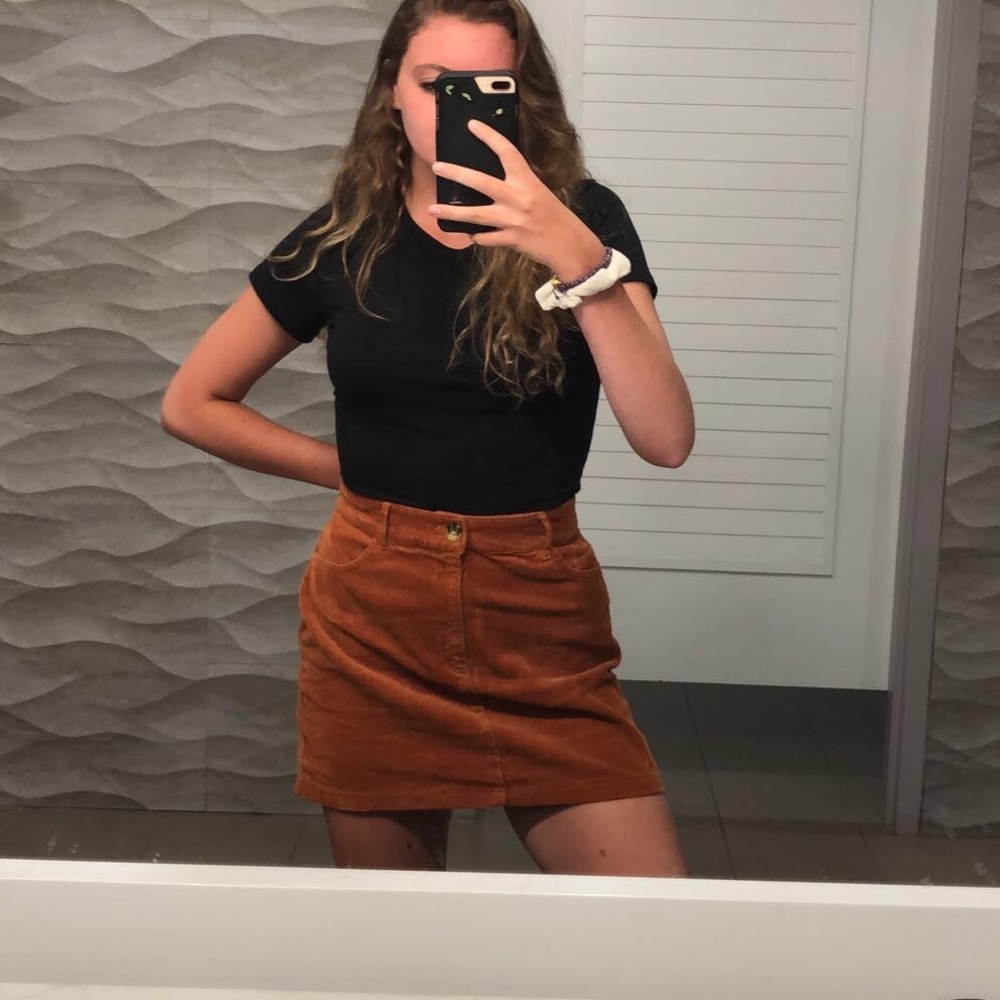 Corduroy brown mini skirt